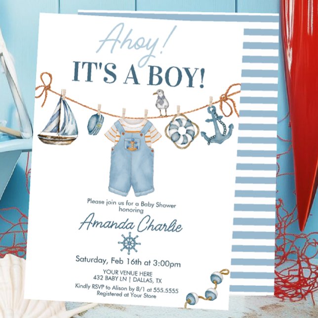 Ahoy It's a Boy Baby Shower Invitation (Creator Uploaded)