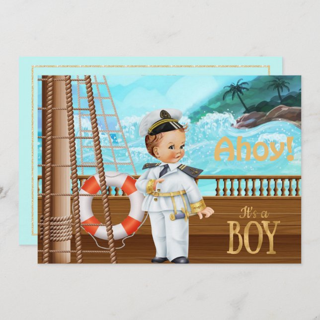 Ahoy It's A Boy Baby Shower Invitation (Front/Back)