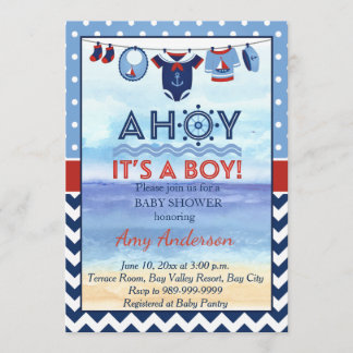 Ahoy It's A Boy Baby Shower Invitation
