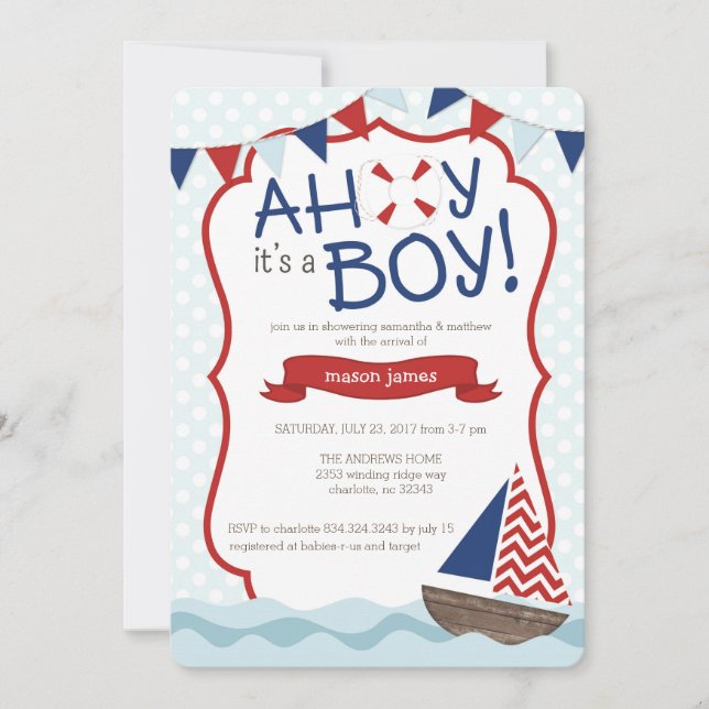 Ahoy it's a BOY! Baby Shower Invitation (Front)