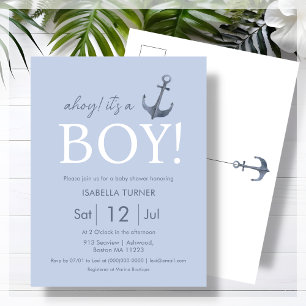 Ahoy! It's a Boy   Baby Shower Invitation Postcard