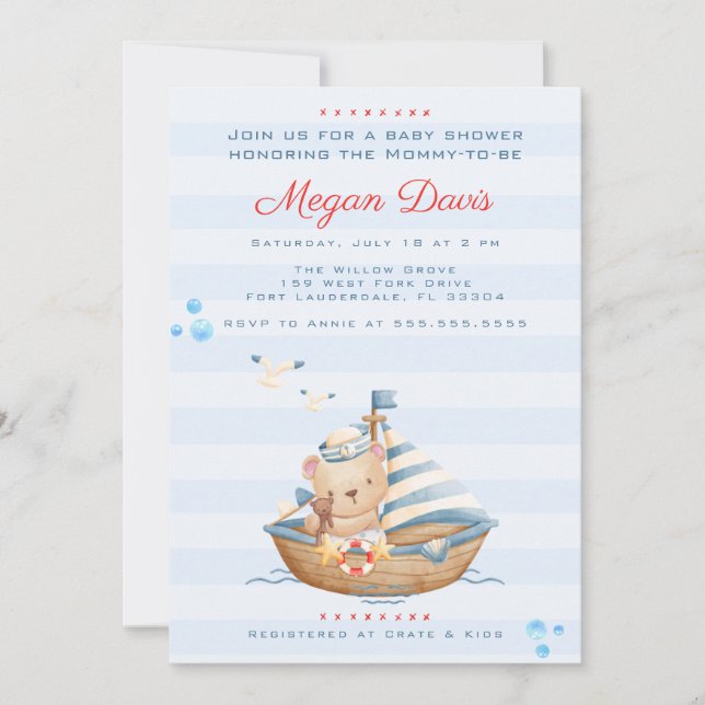 Ahoy Its A Boy Baby Shower Invitations (Front)