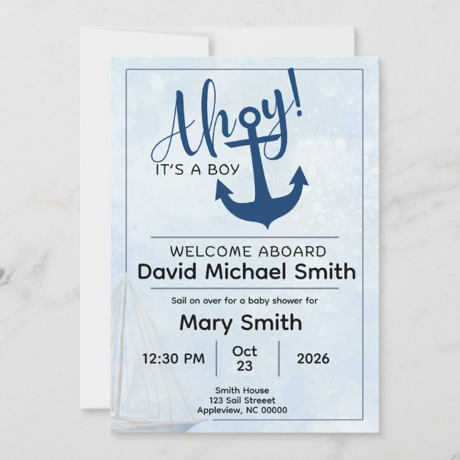 Ahoy It's A Boy Baby Shower Invite  (Front)