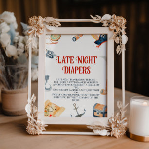 Ahoy It's A Boy Baby Shower Late Night Diapers Pedestal Sign