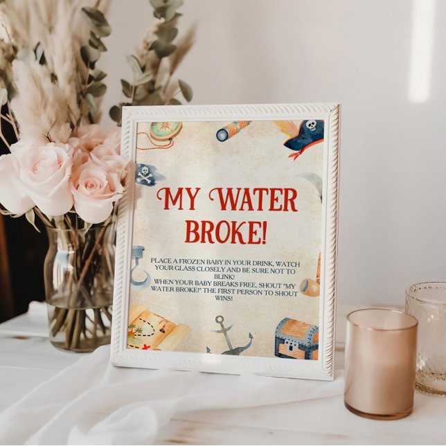 Ahoy It's A Boy Baby Shower My Water Broke Pedestal Sign (Creator Uploaded)