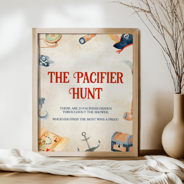 Ahoy It's A Boy Baby Shower Pacifier Hunt Pedestal Sign (Creator Uploaded)