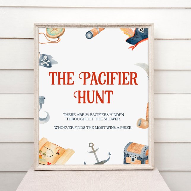 Ahoy It's A Boy Baby Shower Pacifier Hunt Pedestal Sign (Creator Uploaded)