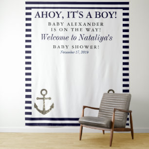 Ahoy It's a Boy Baby Shower Photo Booth Tapestry