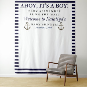 Ahoy It's a Boy Baby Shower Photo Booth Tapestry
