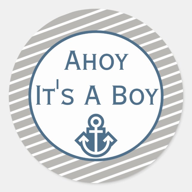 Ahoy It's A Boy Baby Shower Sticker (Front)