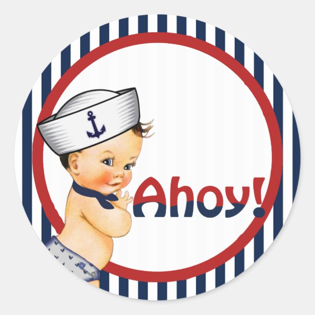 Ahoy It's a Boy Baby Shower Sticker (Front)