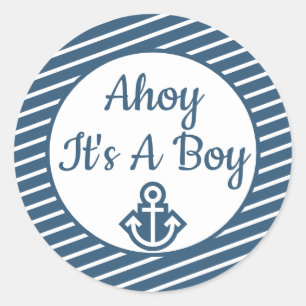 Ahoy It's A Boy Baby Shower Sticker