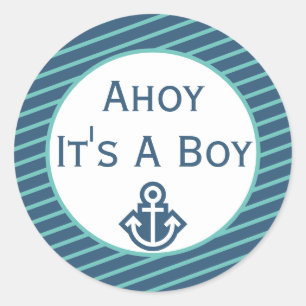 Ahoy It's A Boy Baby Shower Sticker