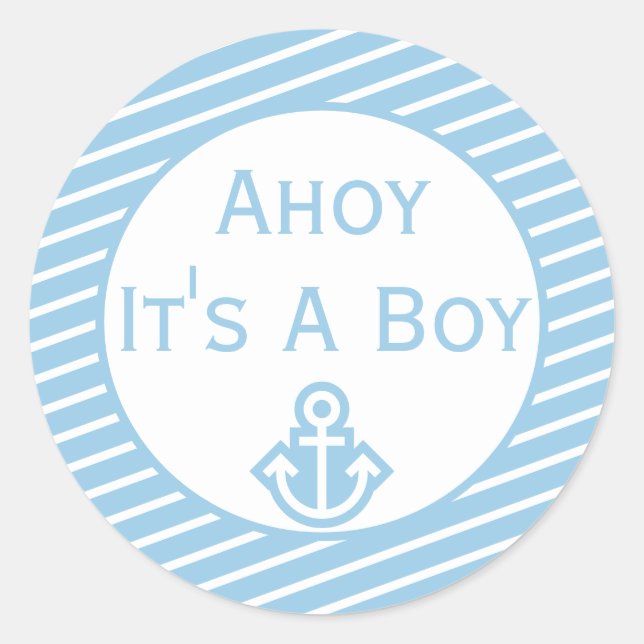 Ahoy It's A Boy Baby Shower Sticker (Front)
