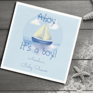 Ahoy it's a boy! Blue Baby Shower Napkin