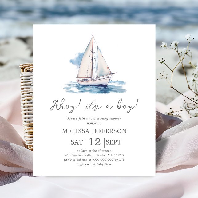 Ahoy it's a Boy Boat Baby Shower Budget Invitation (Creator Uploaded)