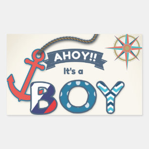Ahoy It's A Boy Envelope seal sticker Nautical