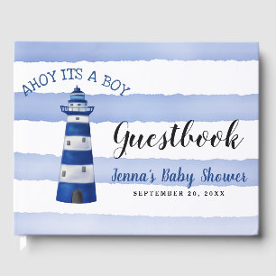 Ahoy Its A Boy Lighthouse Nautical Baby Shower Guest Book