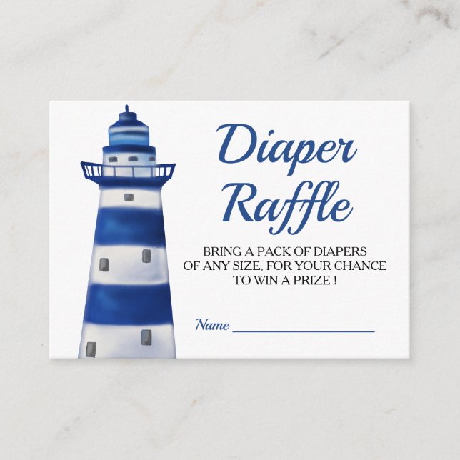 Ahoy Its A Boy Lighthouse | Nautical Diaper Raffle Enclosure Card (Front)