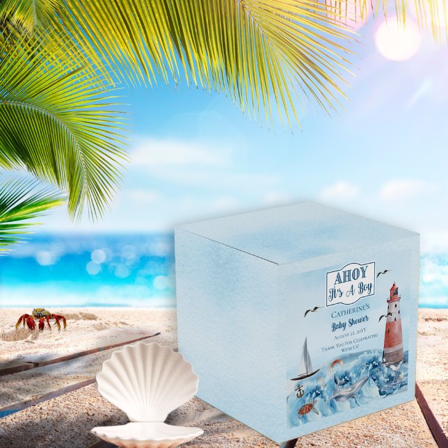 Ahoy It's A Boy Lighthouse Ocean Baby Shower  Favour Box (Creator Uploaded)