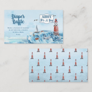 Ahoy It's A Boy Lighthouse Shower Diaper Raffle Enclosure Card
