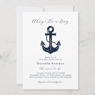 Ahoy It's a Boy Nautical Anchor Baby Shower Invitation