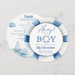 Ahoy Its A Boy Nautical Baby Shower All In One Invitation