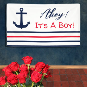 Ahoy It's A Boy! Nautical Baby Shower Banner