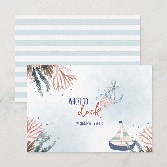 Ahoy It's a Boy Nautical Baby Shower Enclosure Car Card (Front/Back)