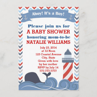 Ahoy Its a Boy Nautical Baby Shower Invitation