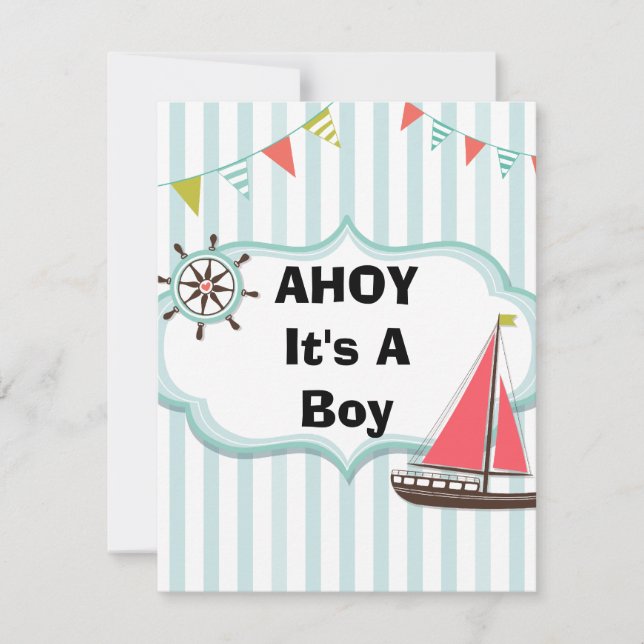 Ahoy It's a Boy Nautical Baby Shower Invitation (Front)