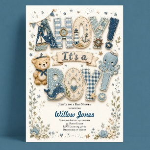 Ahoy Its a Boy Nautical Baby Shower Invitation