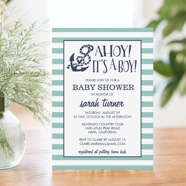 Ahoy, It's a Boy! Nautical Baby Shower Invitation (Creator Uploaded)