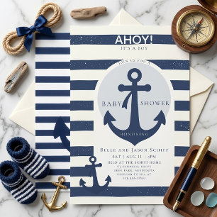 Ahoy It's a Boy Nautical Baby Shower Invitation