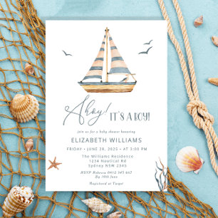 Ahoy It's A Boy Nautical Baby Shower Invitation