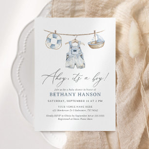Ahoy It's a Boy Nautical Baby Shower Invitation