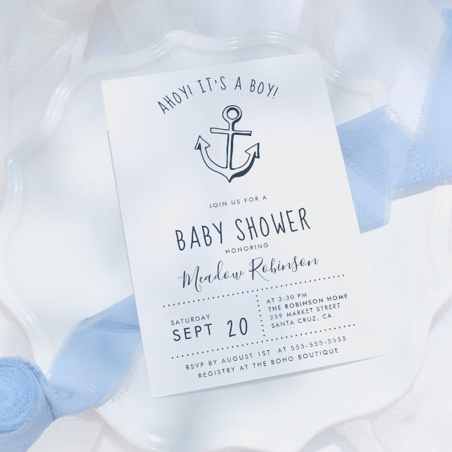 Ahoy! It's a Boy! Nautical Baby Shower Invitation (Creator Uploaded)