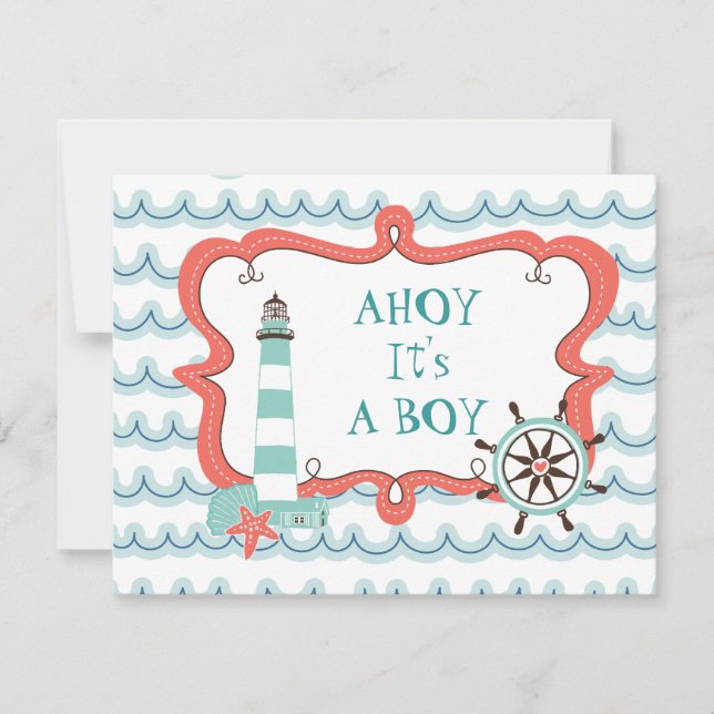 Ahoy It's a Boy Nautical Baby Shower Invitation (Front)