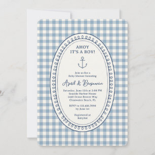 Ahoy Its a Boy Nautical Baby Shower Invitation