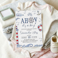Ahoy It's a Boy Nautical Baby Shower Invite