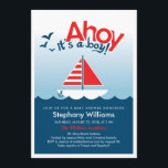 Ahoy it's a Boy Nautical Baby Shower Invite<br><div class="desc">Customise this lovely stylish nautical themed Ahoy it's a Boy Baby Shower Invite. Matching Cake Pops design can be found on a link below:</div>