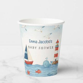 Ahoy It's a Boy Nautical Baby Shower Paper Cups