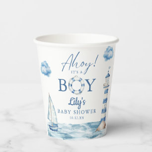 Ahoy Its A Boy Nautical Baby Shower Paper Cups