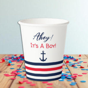 Ahoy It's A Boy! Nautical Baby Shower Paper Cups