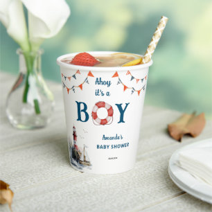 Ahoy It's a Boy Nautical Baby Shower Paper Cups