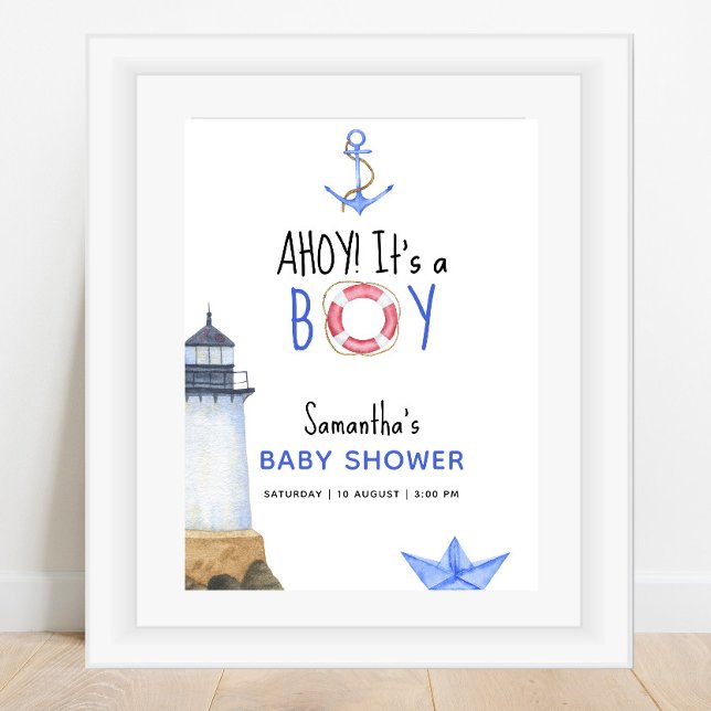 Ahoy It's A Boy! Nautical Baby Shower Poster (Creator Uploaded)