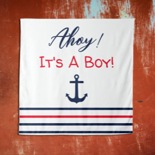 Ahoy It's A Boy! Nautical Baby Shower Tapestry