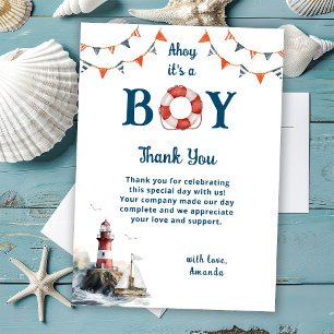 Ahoy It's a Boy Nautical Baby Shower Thank You Card