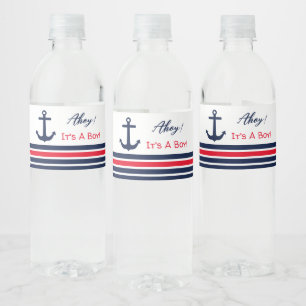 Ahoy It's A Boy! Nautical Baby Shower Water Bottle Label