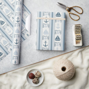 Ahoy It's A Boy Nautical Baby Shower Wrapping Paper